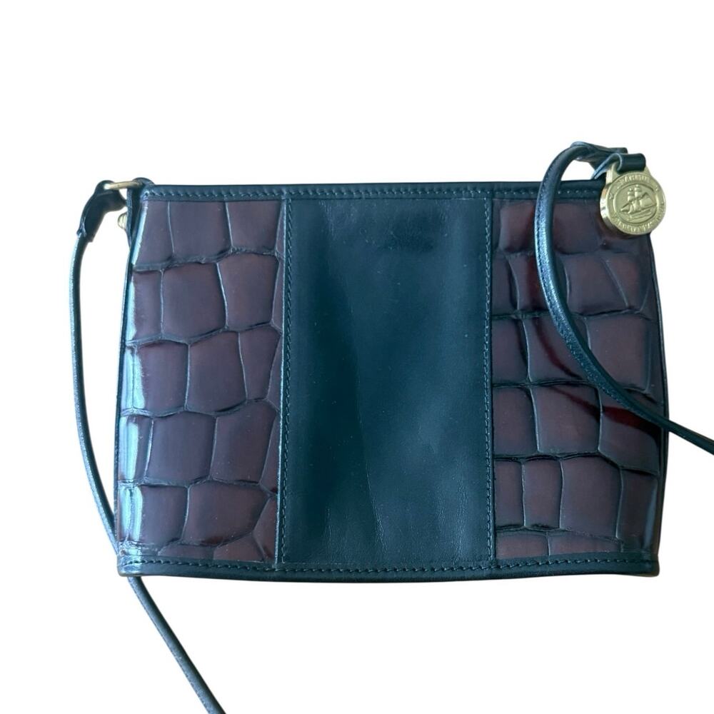 Brahmin Black and Brown Croc Small Crossbody Bag